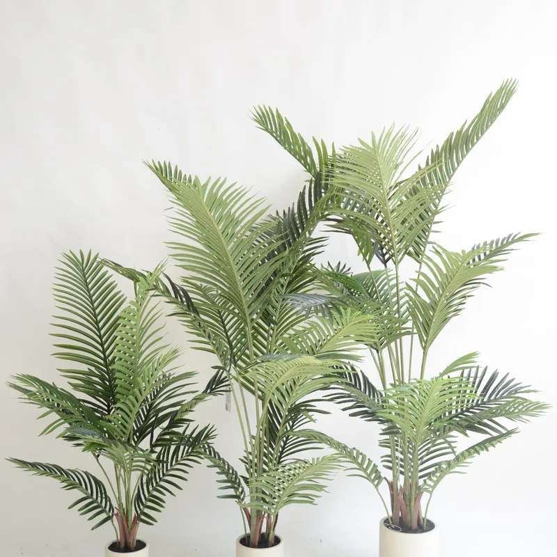 Queen Palm in white pot — artificial